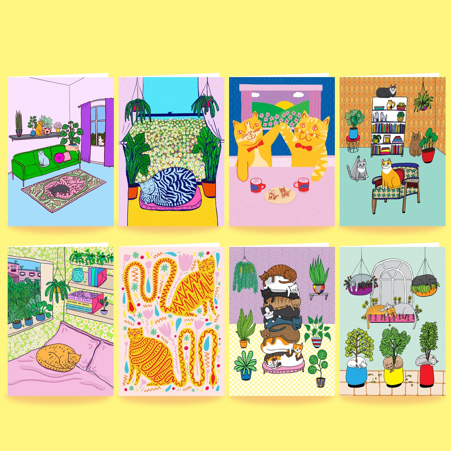 The Cat Lover’s Card Stash. 8 Illustrated Greeting Cards