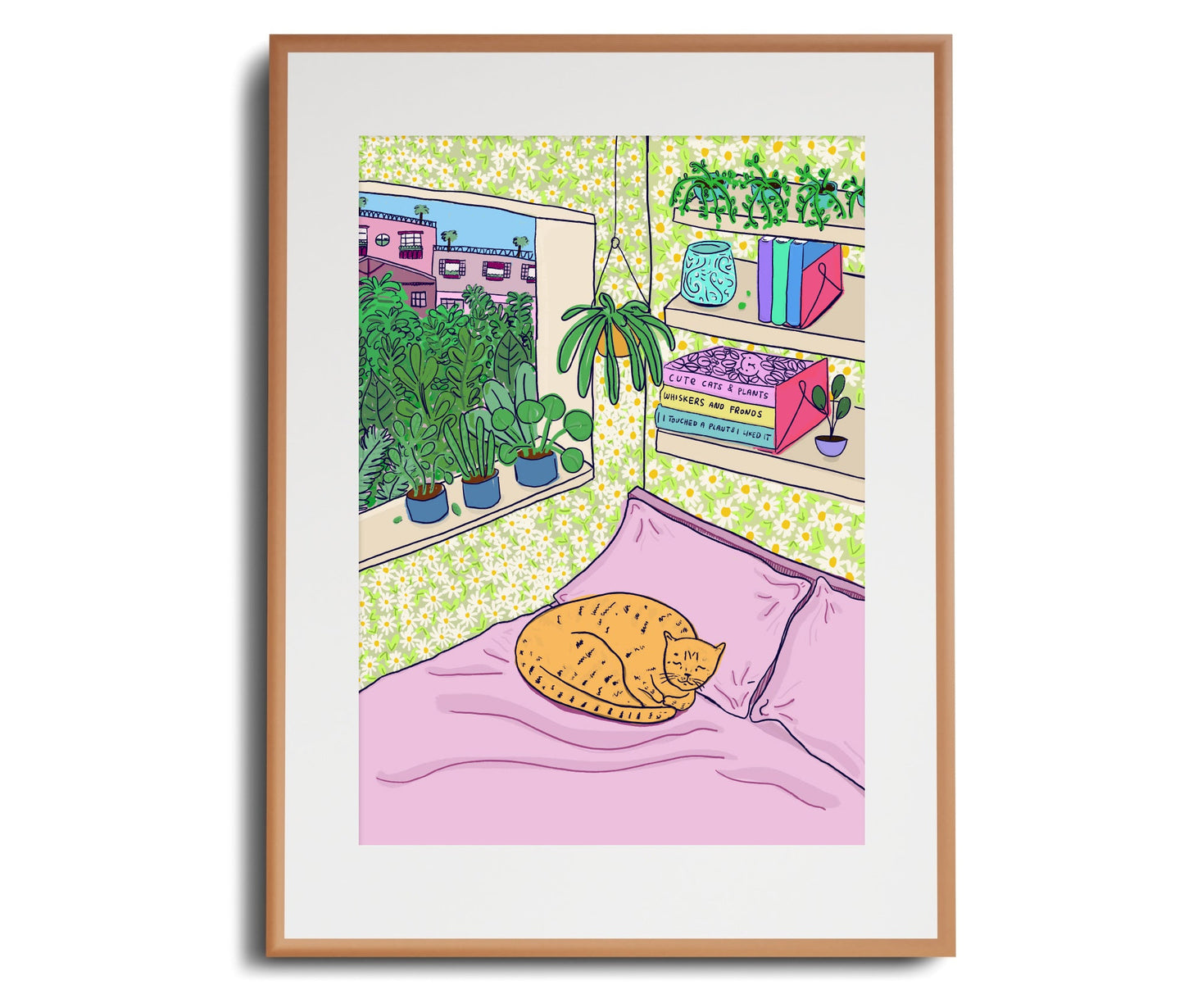 Cat On Bed - Art Print