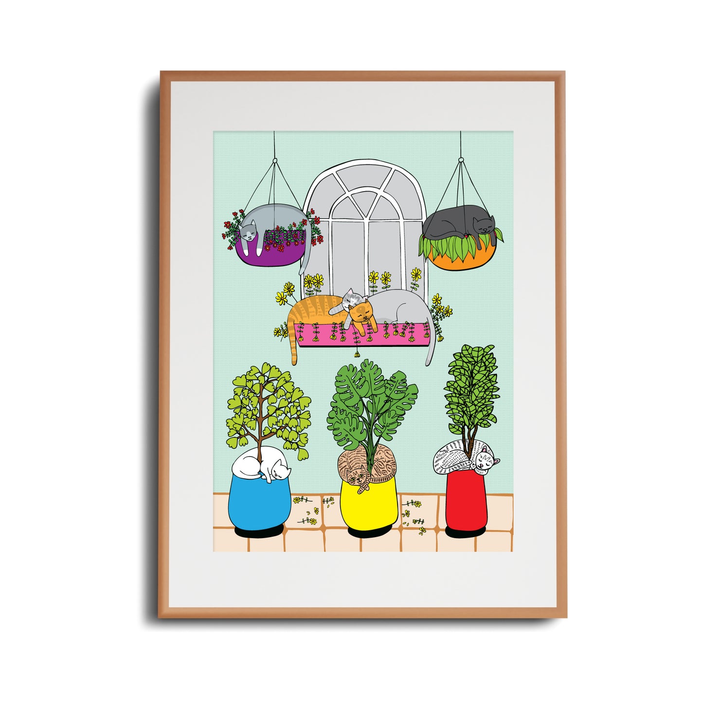 Cats In Window - Art Print
