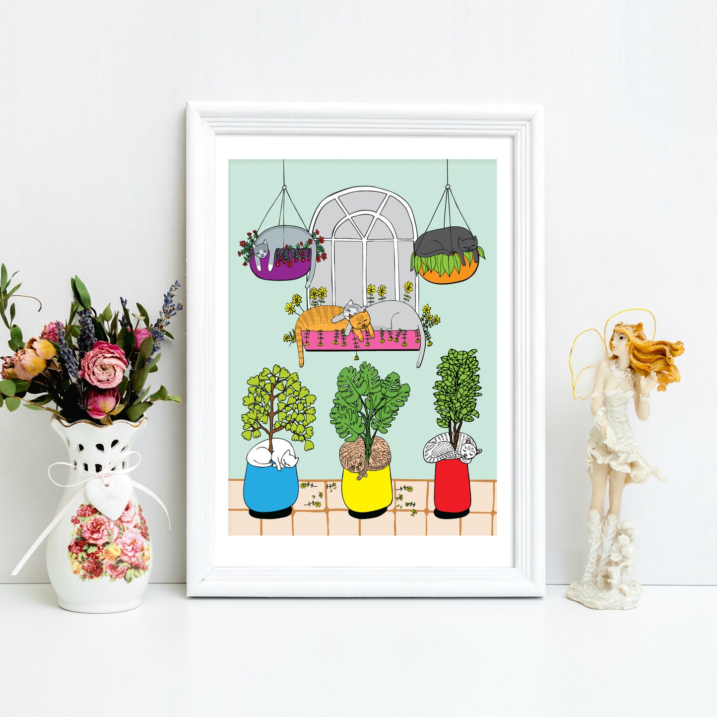 Cats In Window - Art Print
