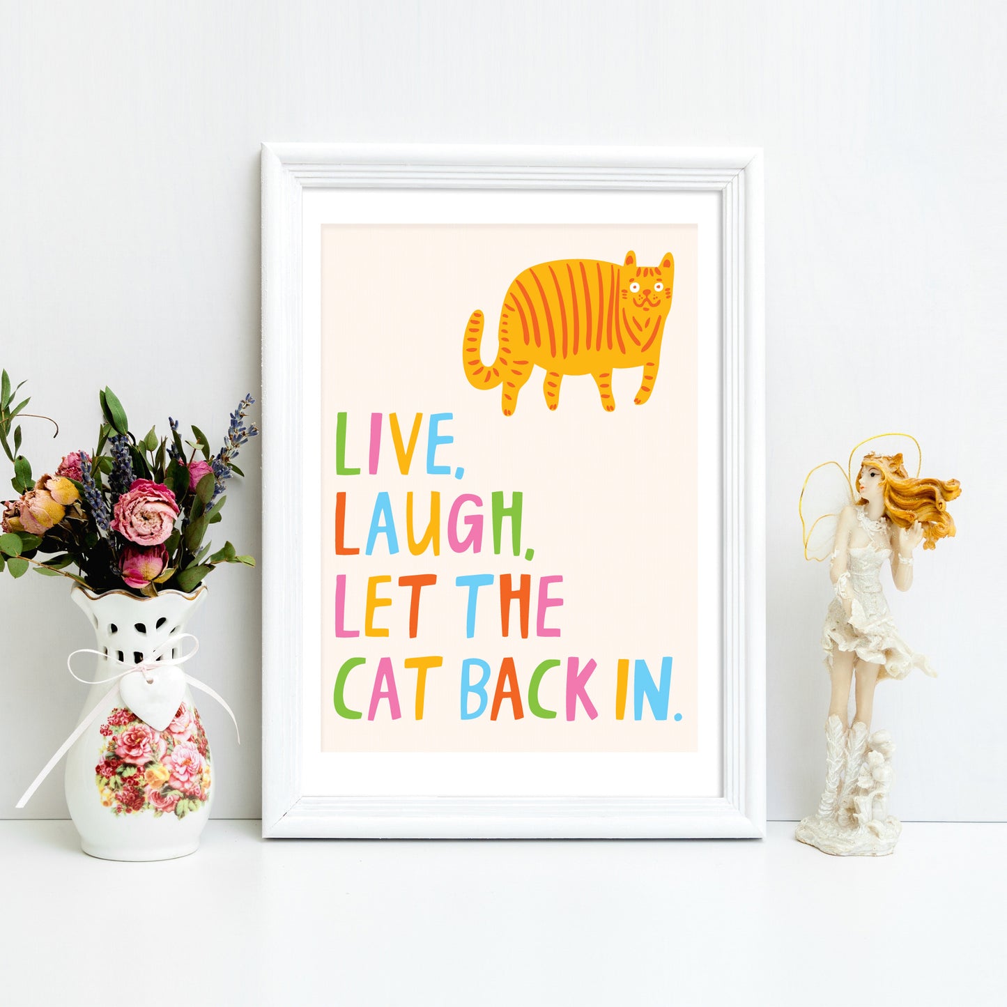 Live, Laugh, Let The Cat Back In - Art Print