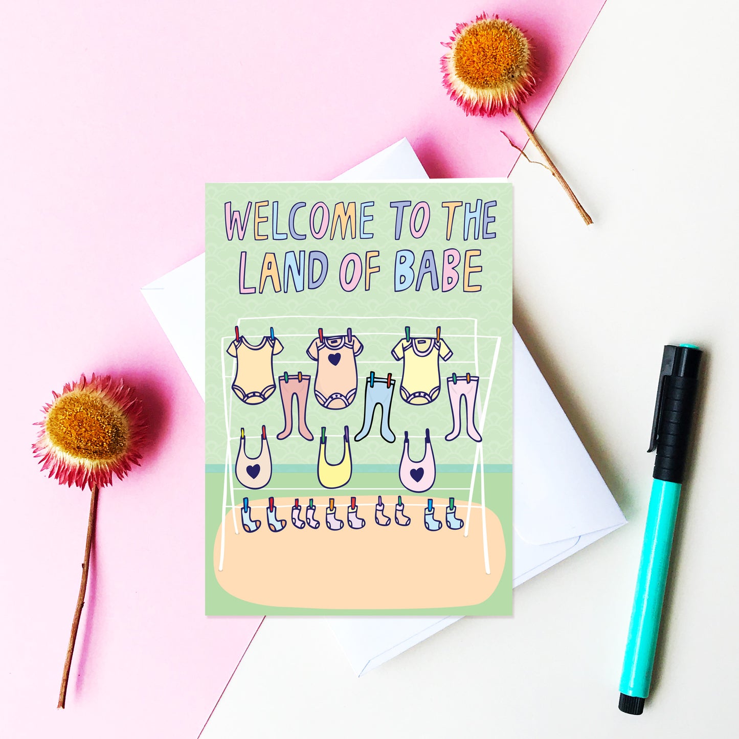 Welcome To The Land Of Babe - New Baby Card