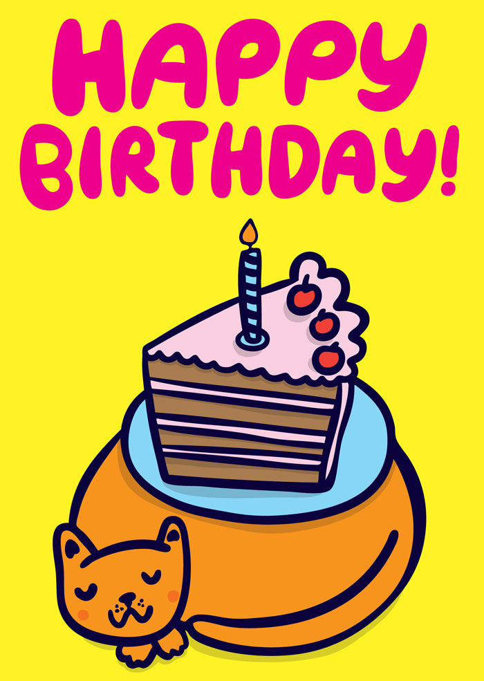 Cake On Cat - Birthday Card