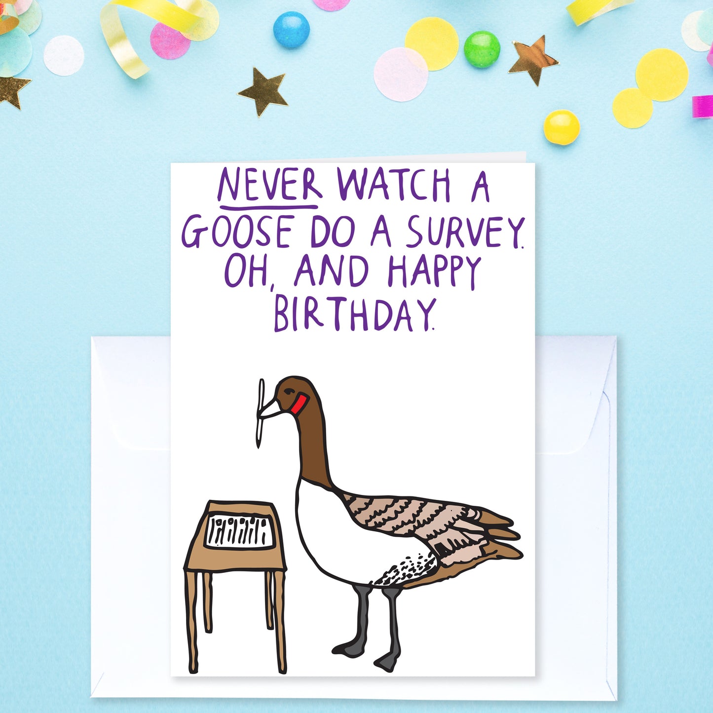 Never Watch A Goose Do A Survey - Birthday Card