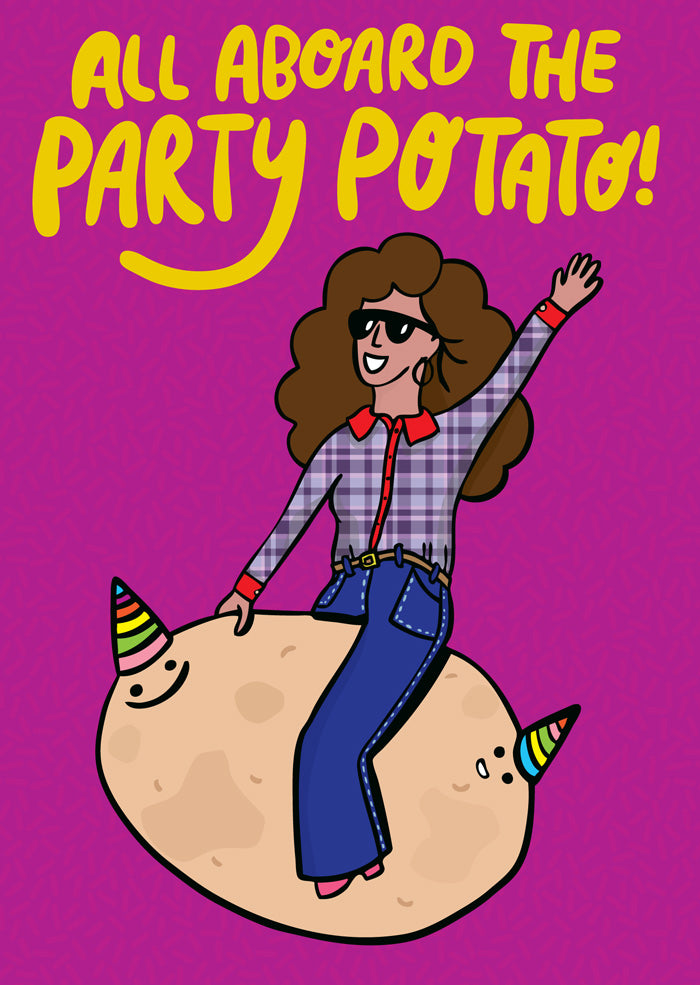 All ABoard The Party Potato - Birthday Card