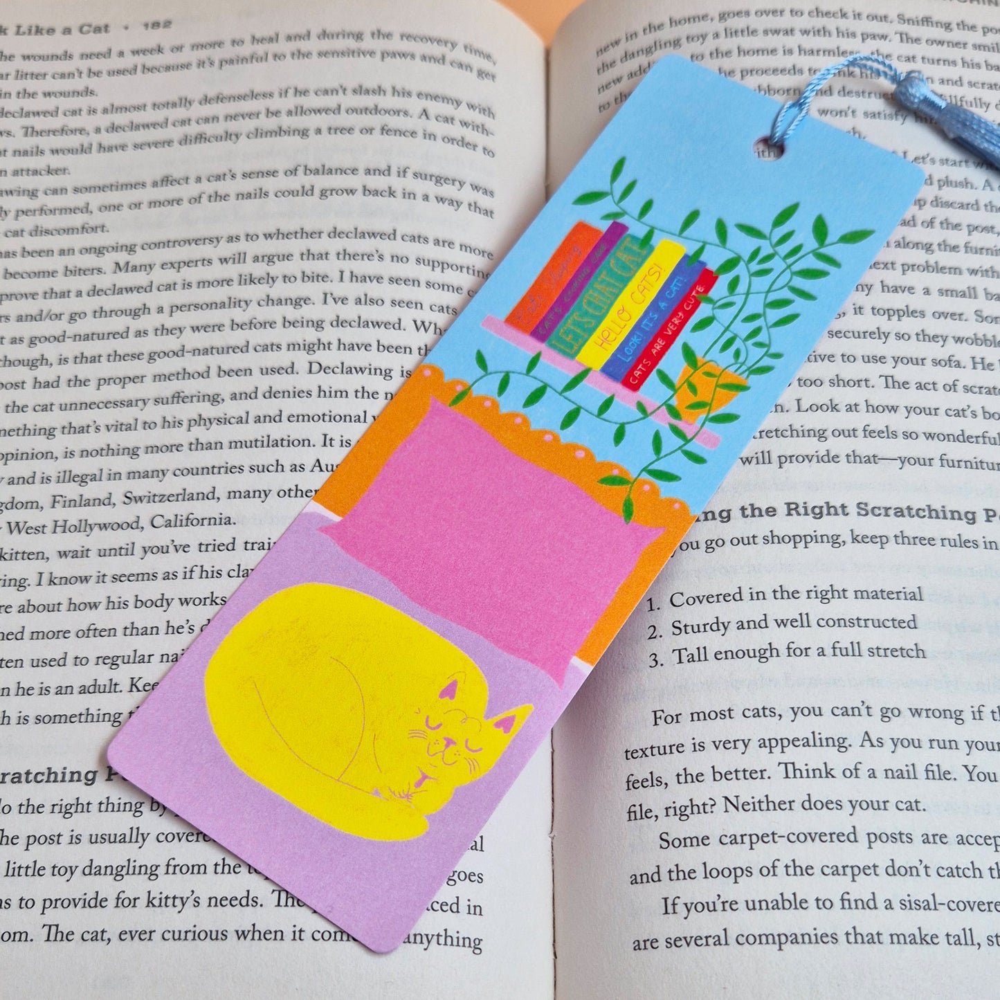 Yellow Cat On A Bed - Bookmark