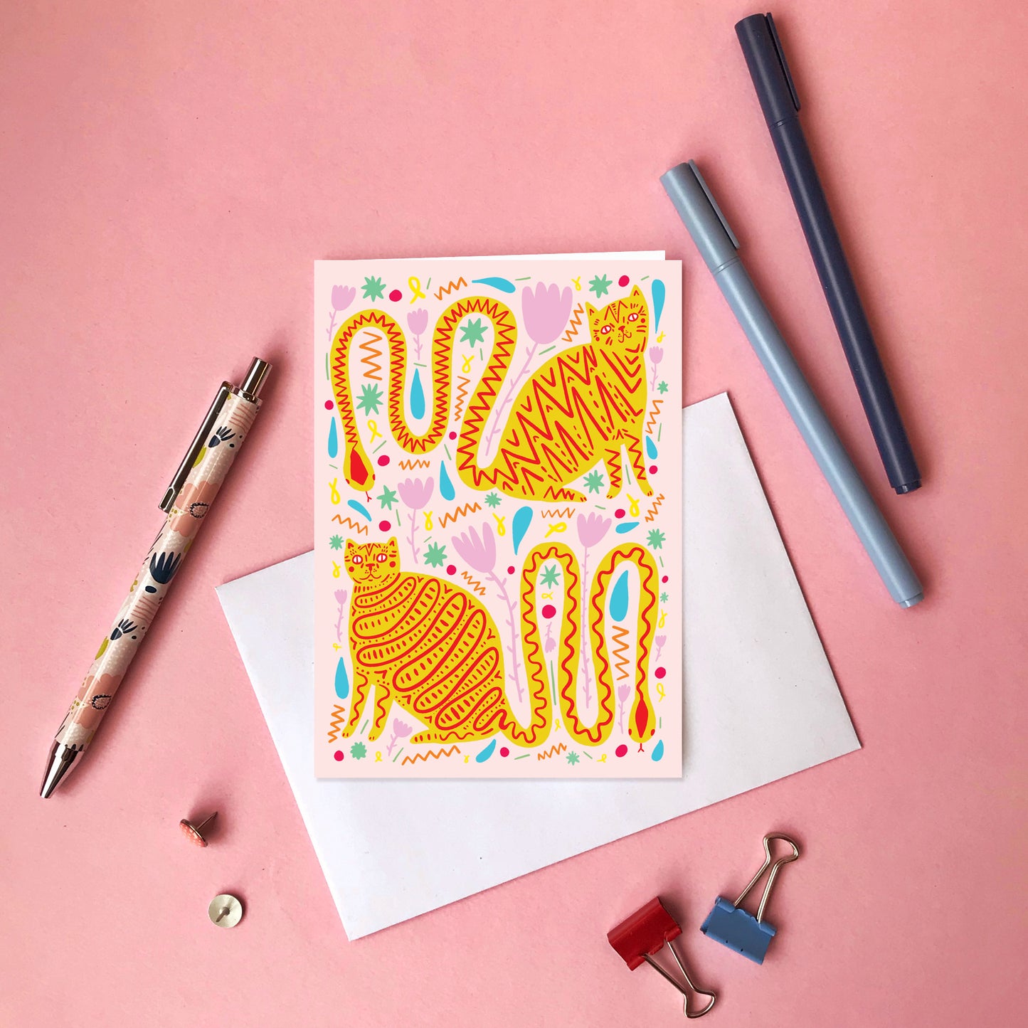 Cat Snake Tail - Greeting Card