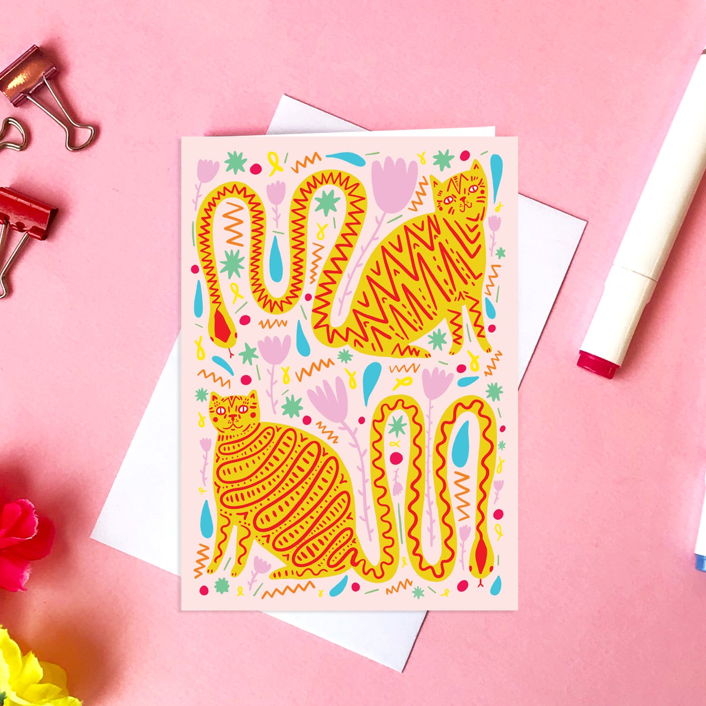 Cat Snake Tail - Greeting Card