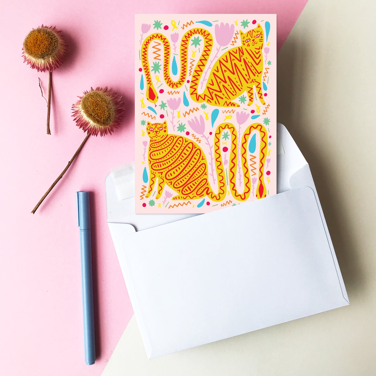 Cat Snake Tail - Greeting Card