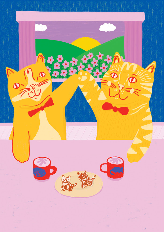 Cats High Five - Greeting Card