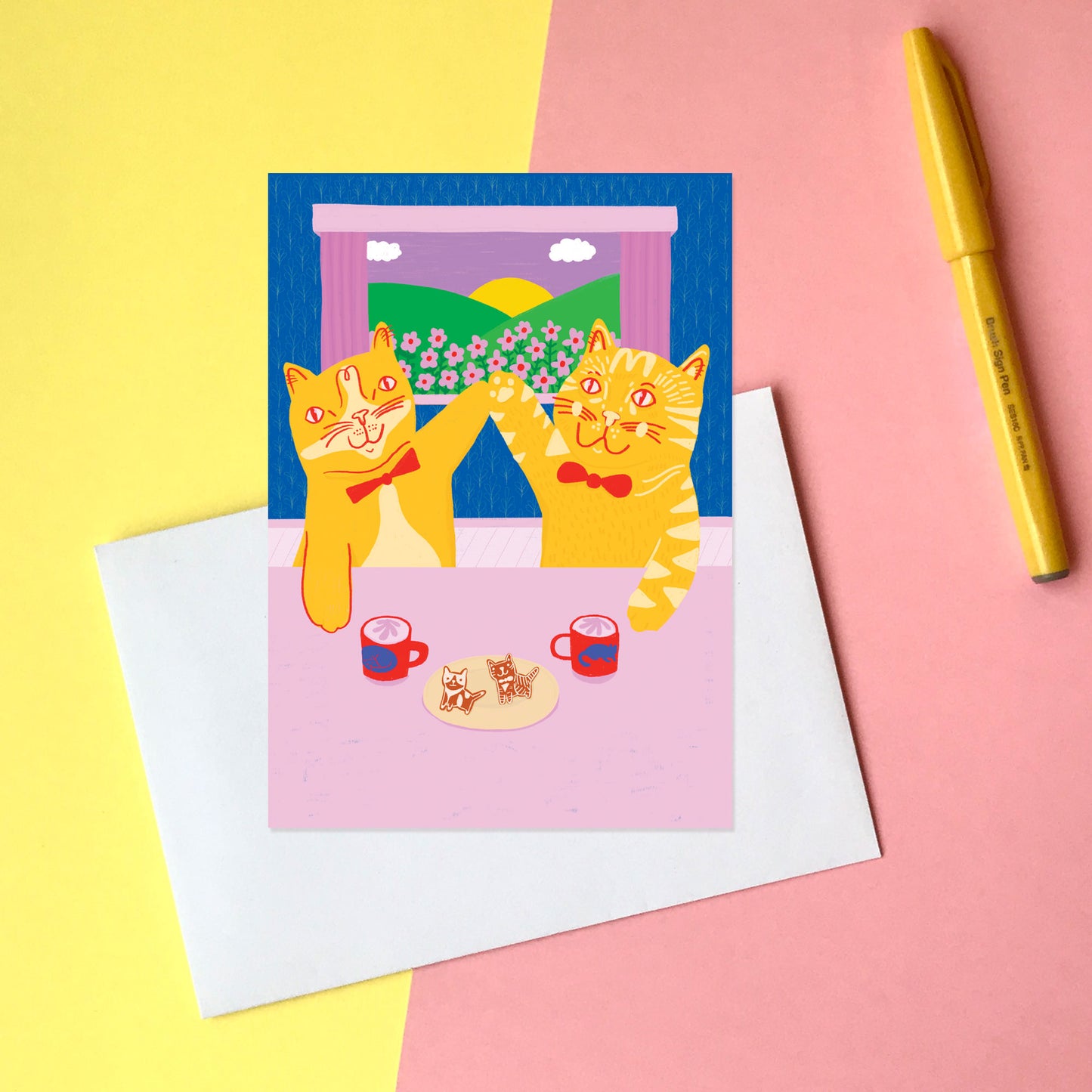 Cats High Five - Greeting Card