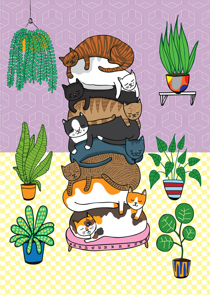 Cat Stack - Greeting Card