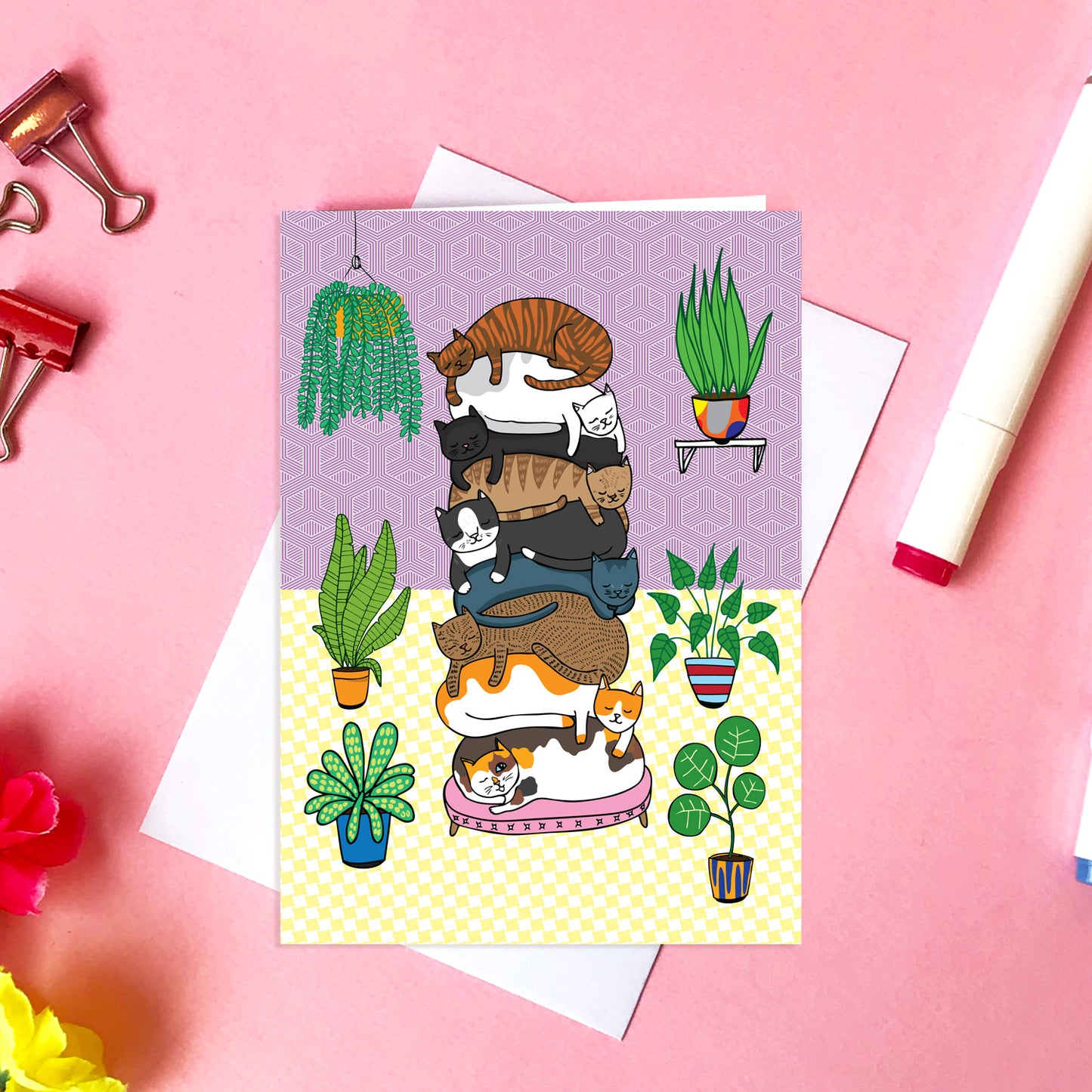 Cat Stack - Greeting Card