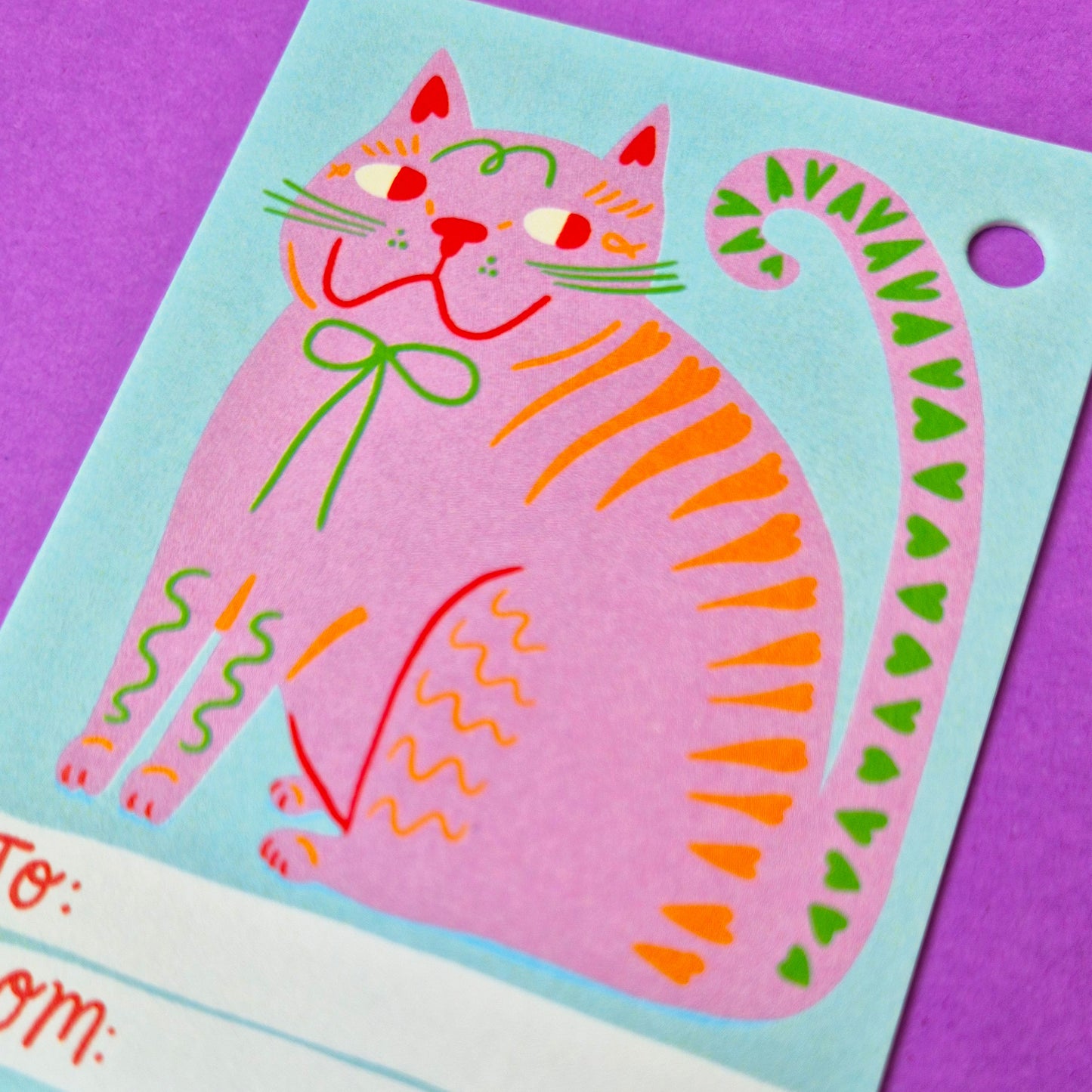 Gift Tags - Pink Cat - Pack Of 15