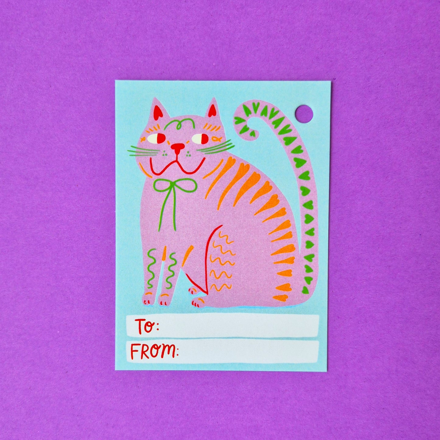 Gift Tags - Pink Cat - Pack Of 15