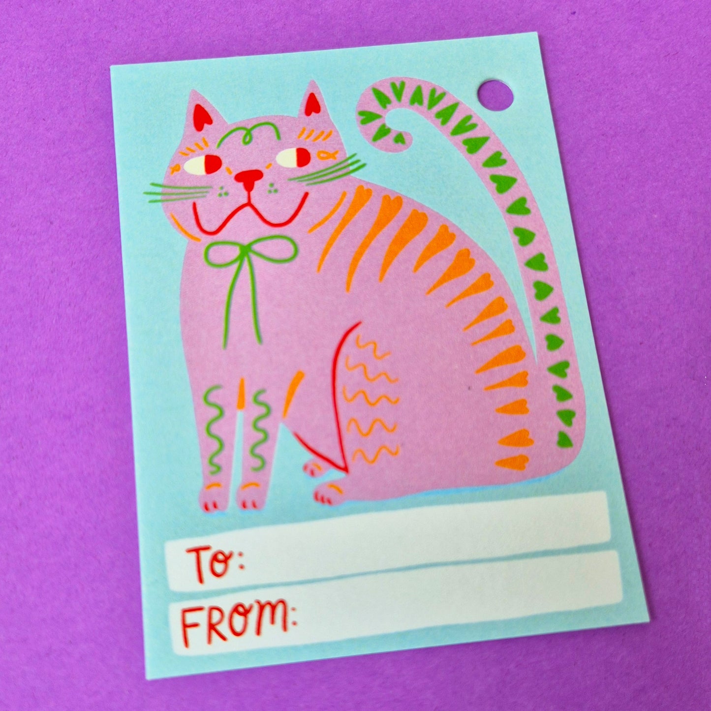Gift Tags - Pink Cat - Pack Of 15