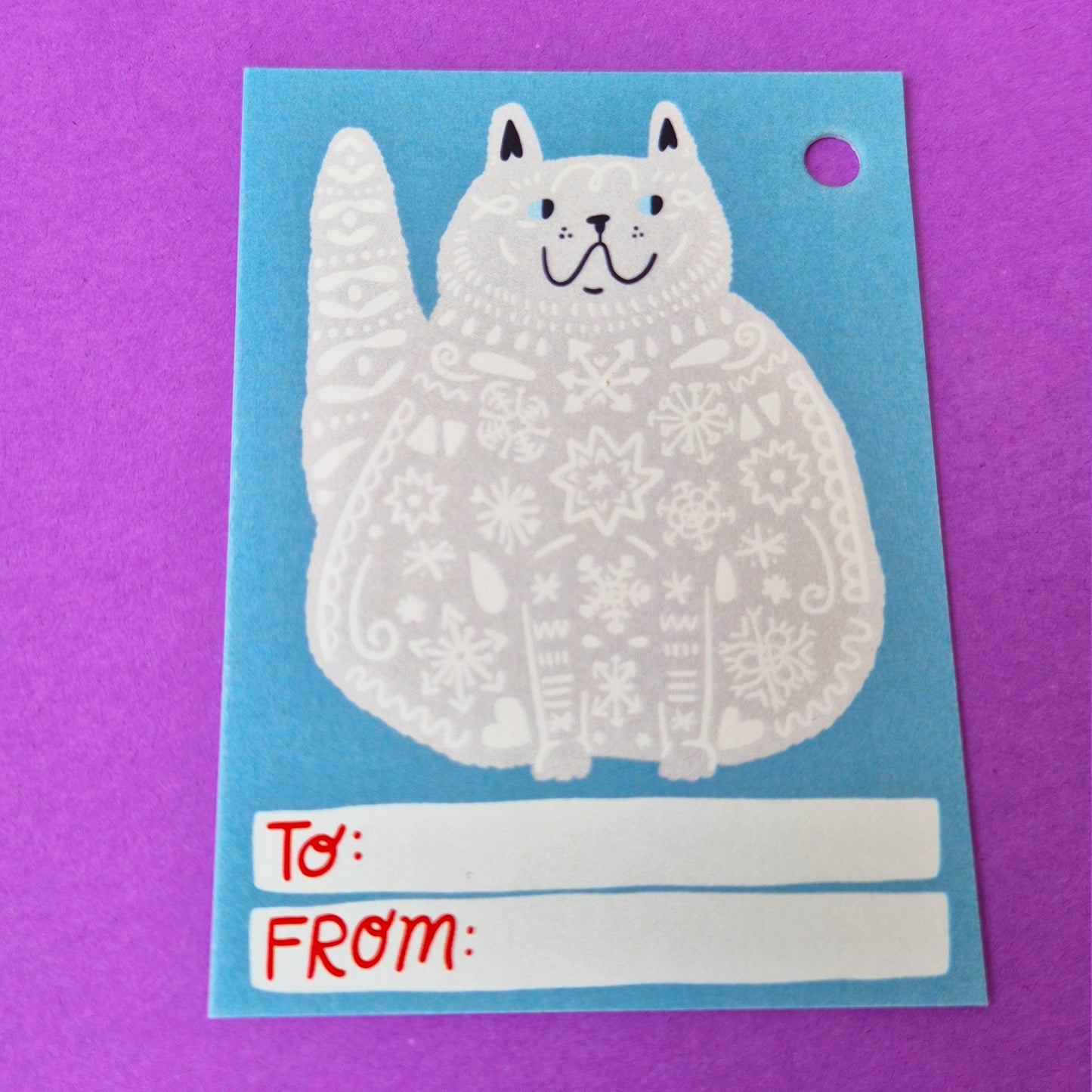 Gift Tags - Snow Flake Cat - Pack Of 15