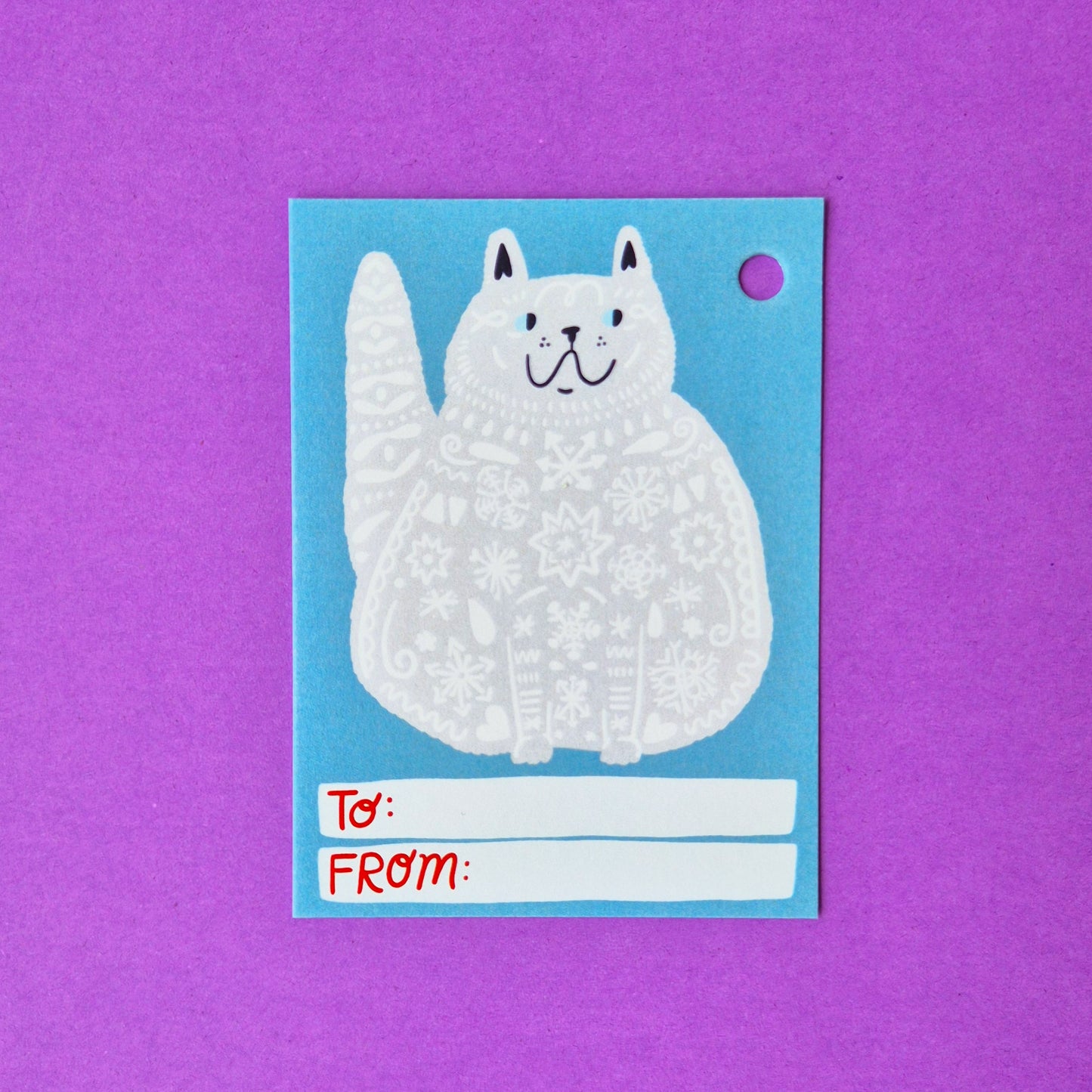 Gift Tags - Snow Flake Cat - Pack Of 15