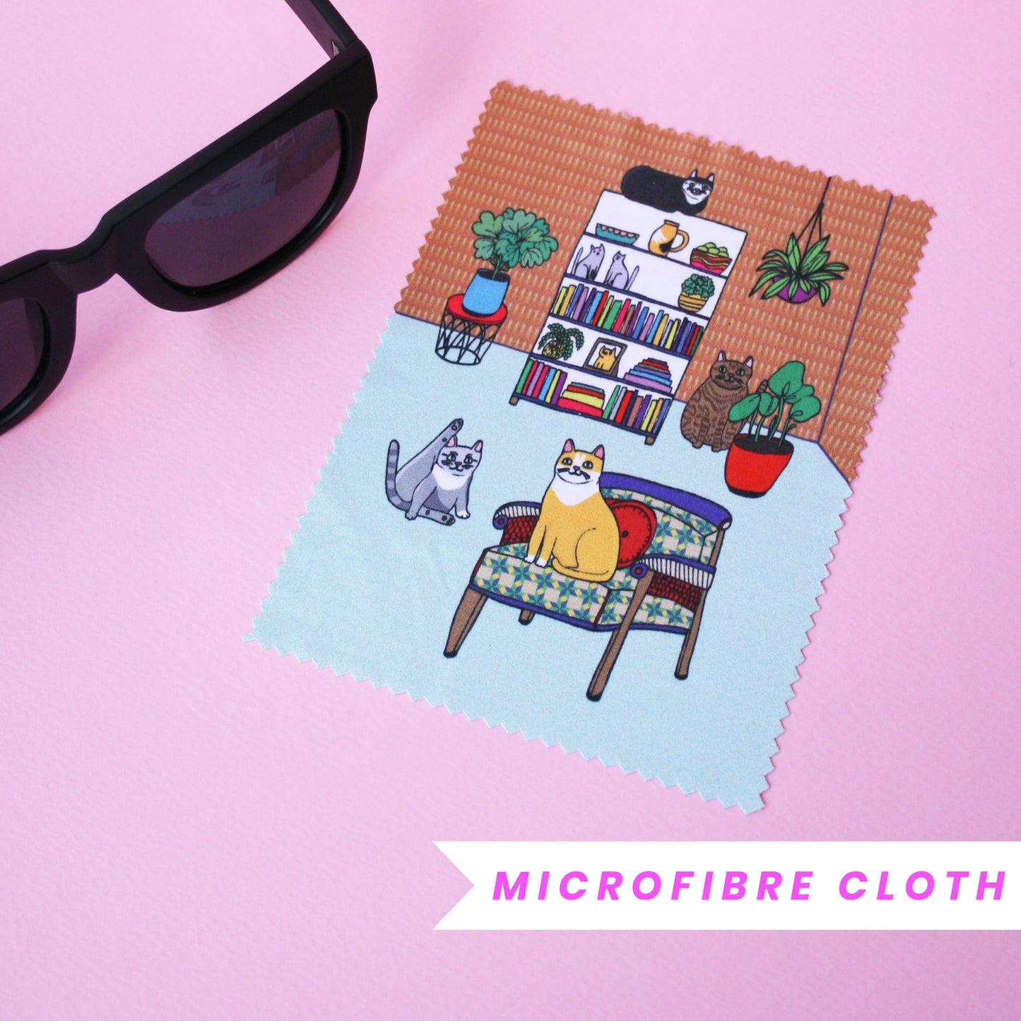 Cats In The Living Room - Microfibre Glasses Cleaning Cloth