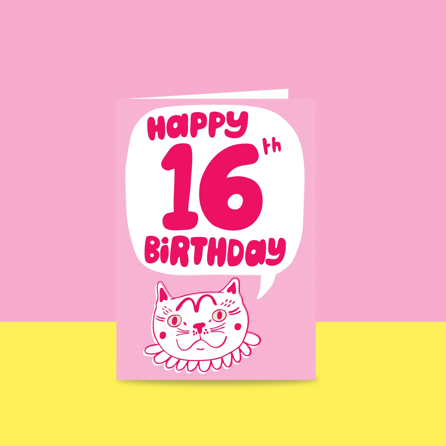 Pink Cat Birthday Card - Milestone Birthday Card