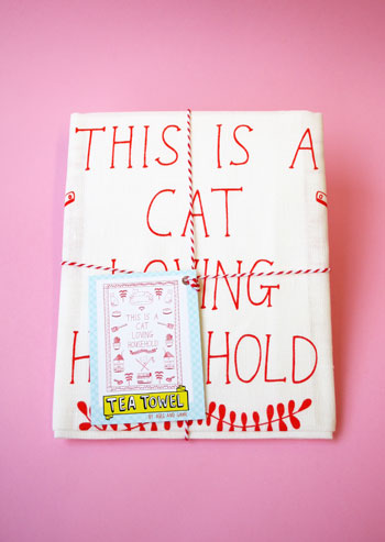 This Is A Cat Loving Household - 100% Linen Tea Towel