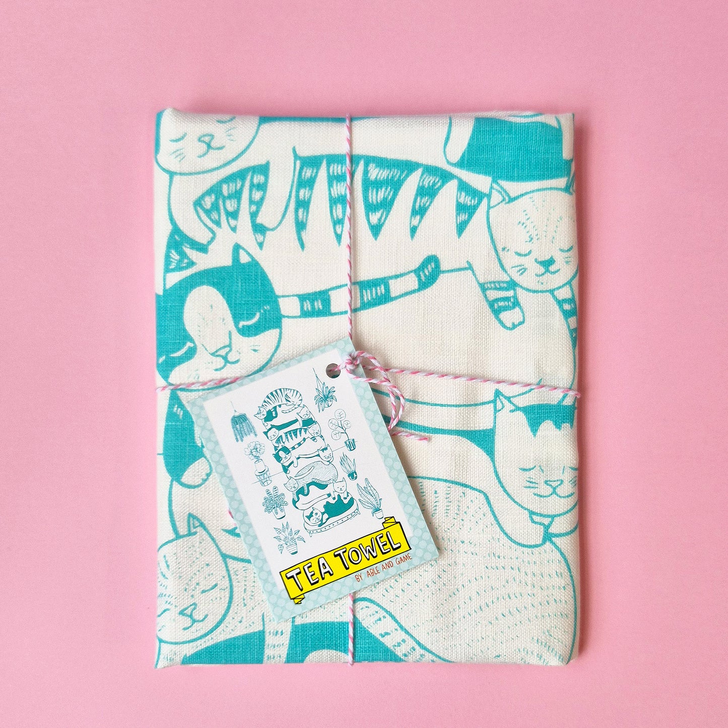 Cat Stack - 100% Linen Tea Towel
