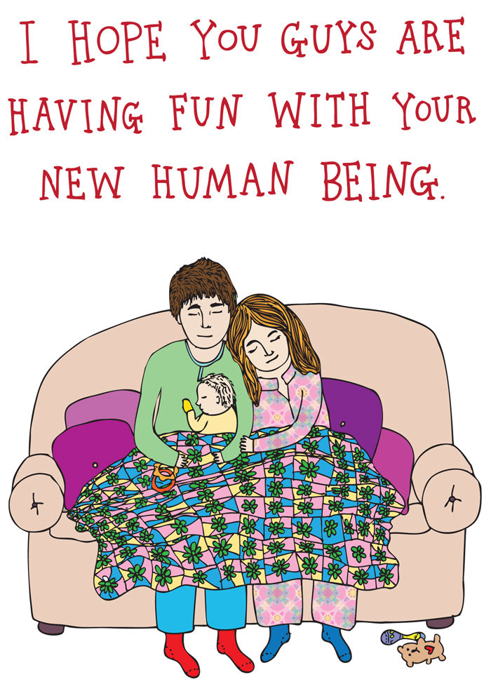 I Hope You Guys Are Having Fun With Your New Human Being - New Baby Card