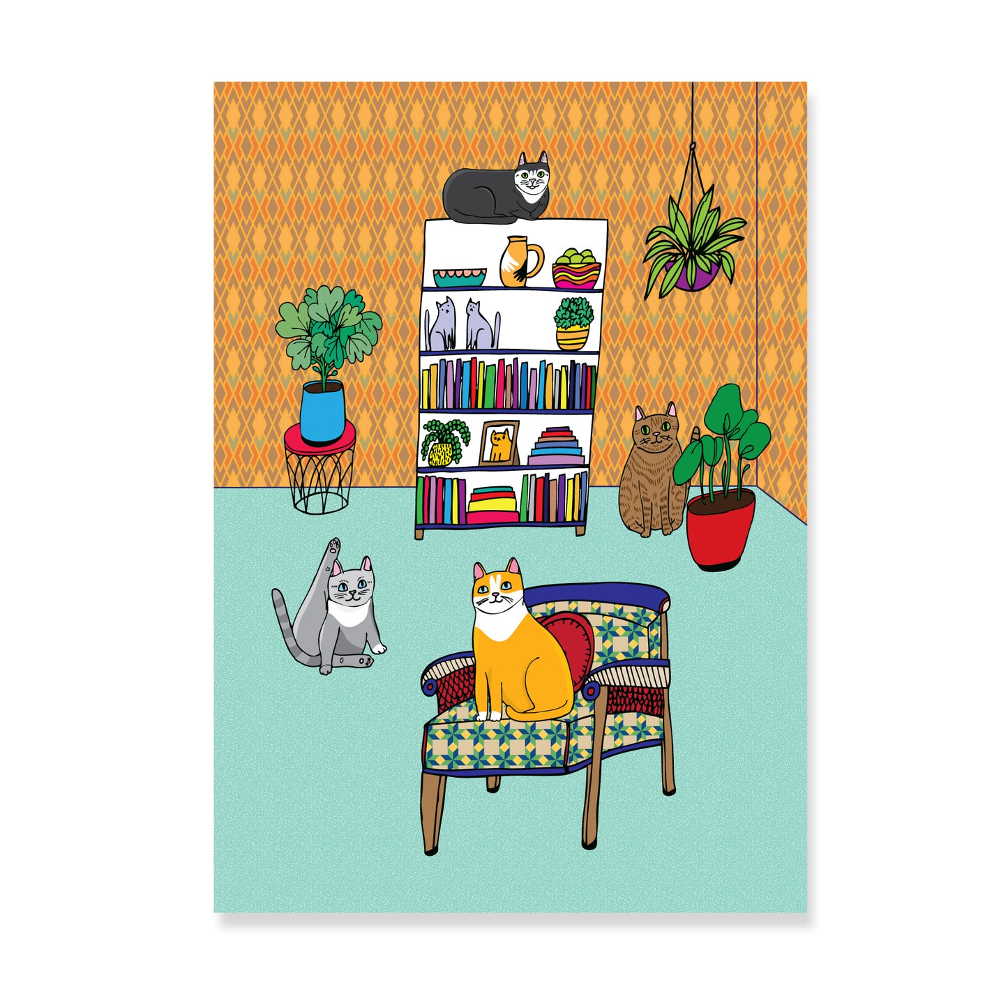 Cats In The Living Room - Art Print