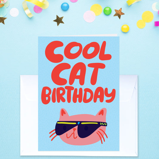 Cool Cat Birthday - Birthday Card