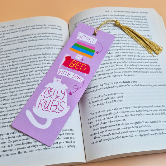 Books In Bed With Some Belly Rubs - Bookmark