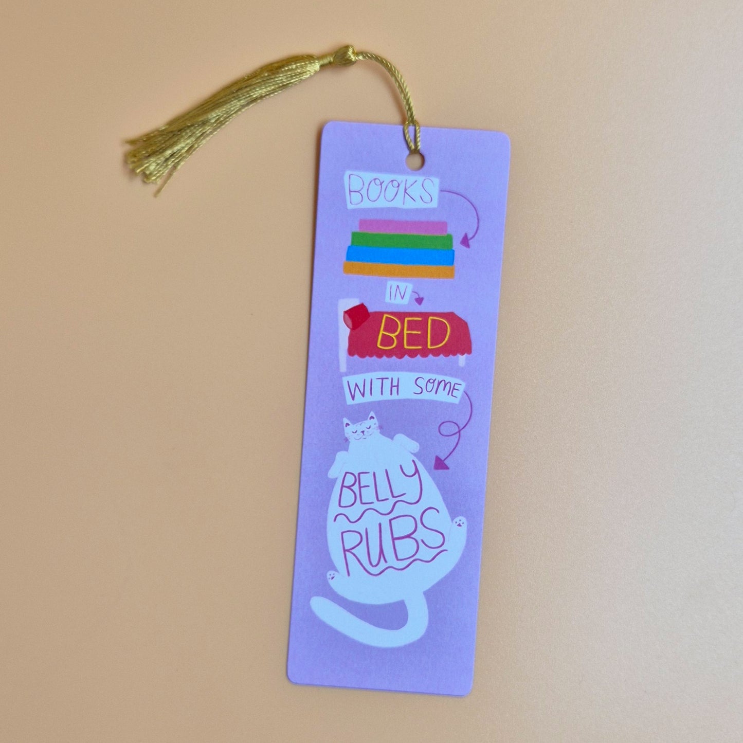 Books In Bed With Some Belly Rubs - Bookmark