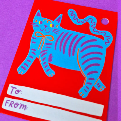 Gift Tags - Blue Cat - Pack Of 15