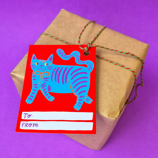 Gift Tags - Blue Cat - Pack Of 15