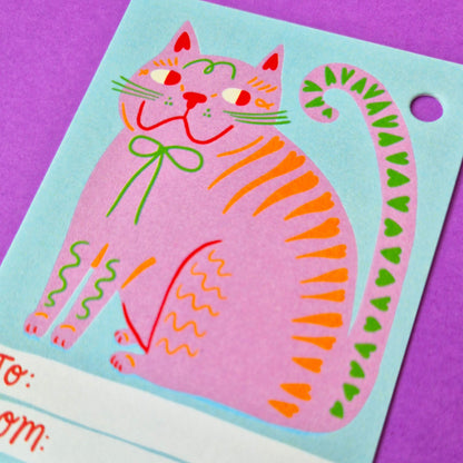 Gift Tags - Pink Cat - Pack Of 15