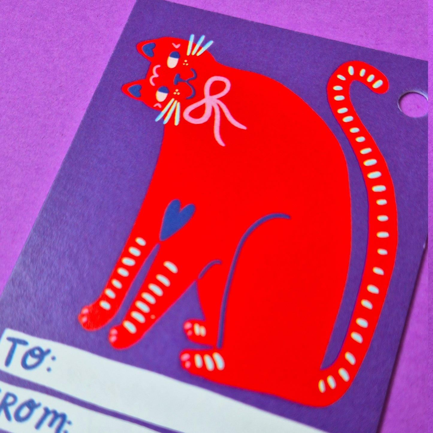 Gift Tags - Red Cat Sideways Head - Pack Of 15