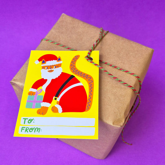 Gift Tags - Santa Cat - Pack Of 15