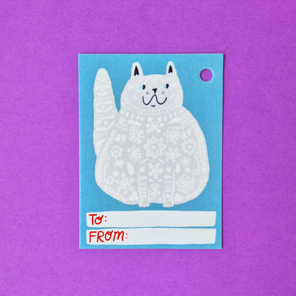 Gift Tags - Snow Flake Cat - Pack Of 15