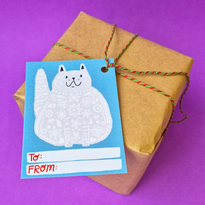Gift Tags - Snow Flake Cat - Pack Of 15