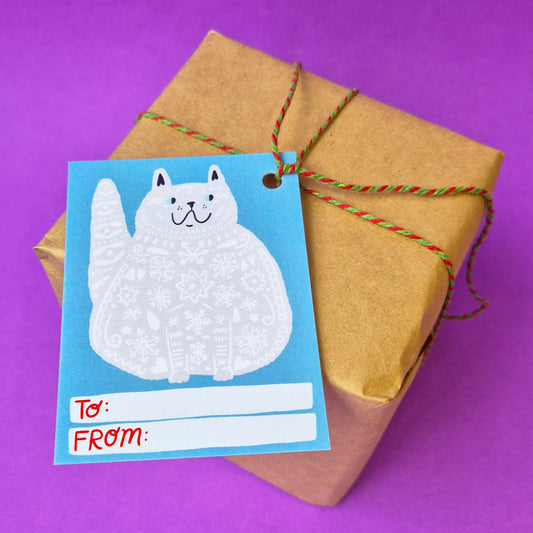 Gift Tags - Snow Flake Cat - Pack Of 15