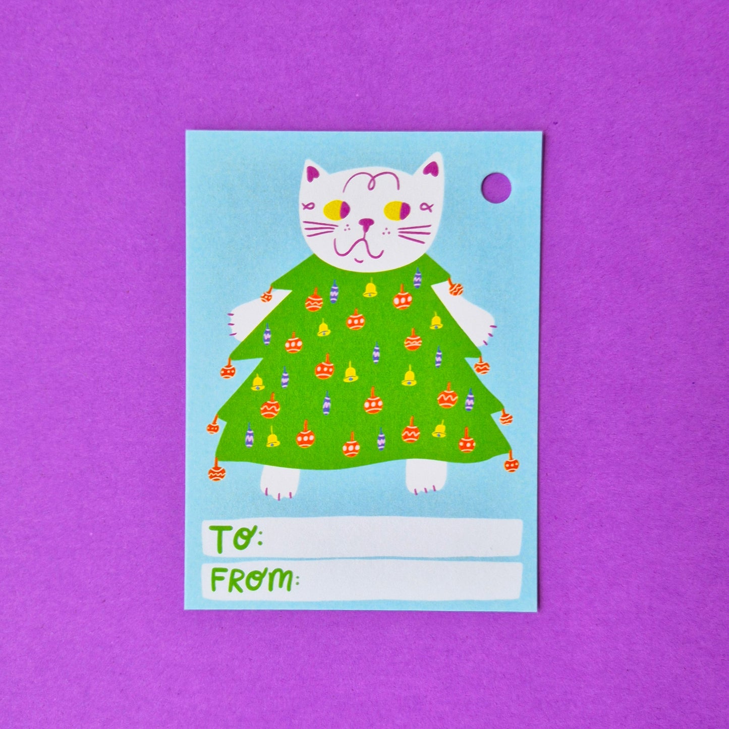 Gift Tags - Christmas Tree Cat - Pack Of 15