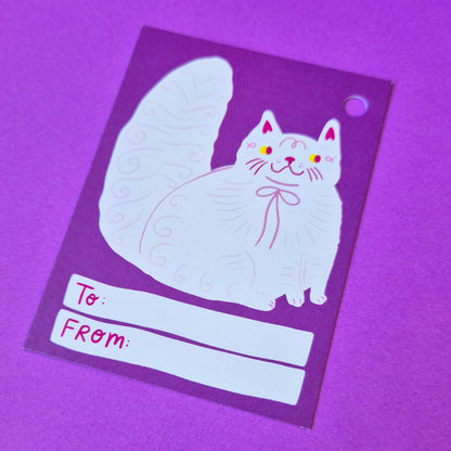 Gift Tags - Floofy White Cat