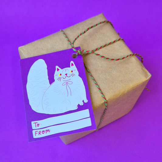 Gift Tags - Floofy White Cat