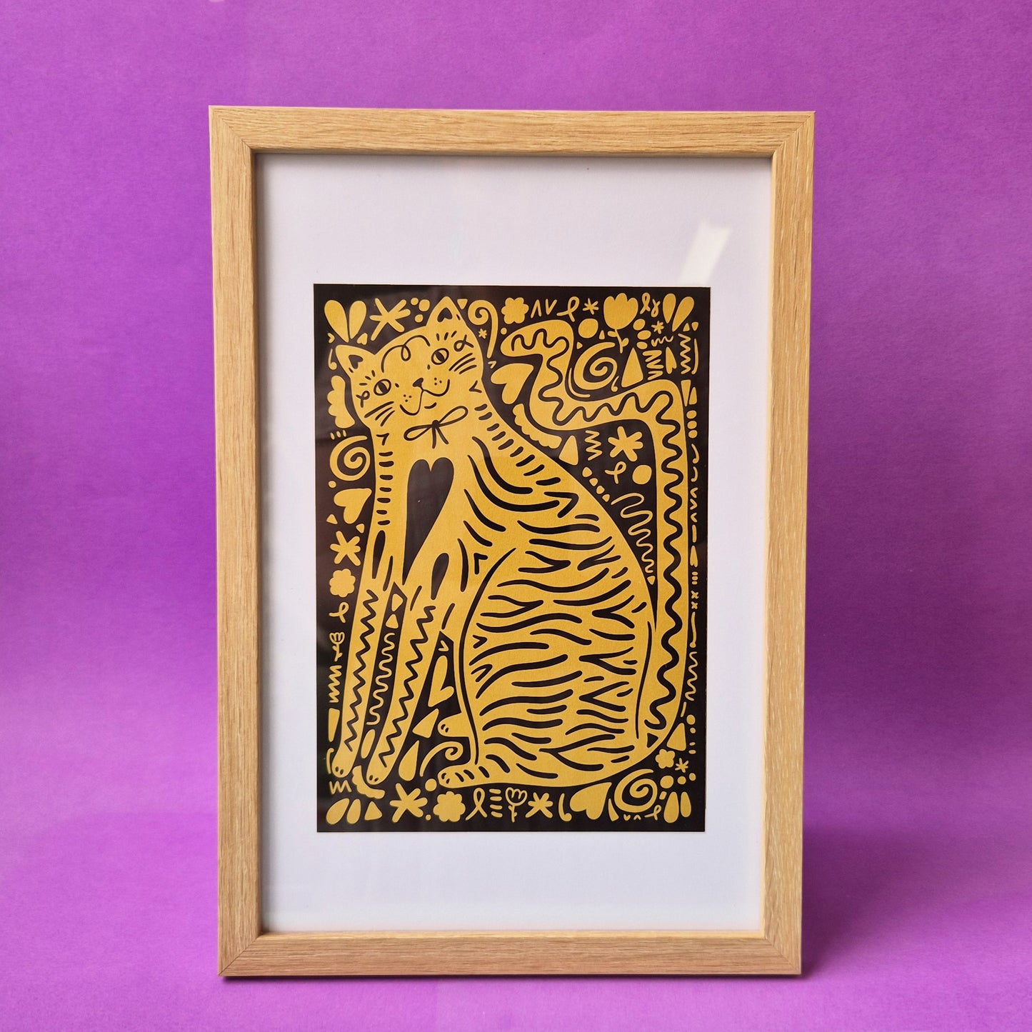 Gold Kitty Art Print - A5