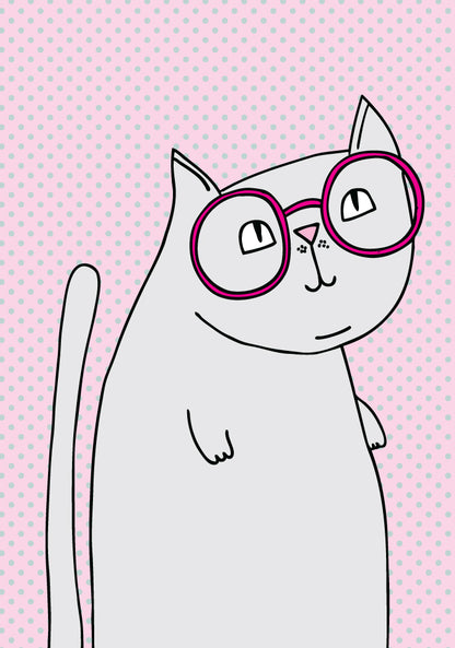 Cat Wearing Glasses - Microfibre Glasses Cleaning Cloth