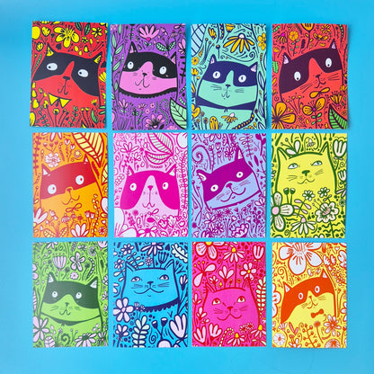 12 Pack Postcards - Flower Cats
