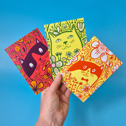 12 Pack Postcards - Flower Cats