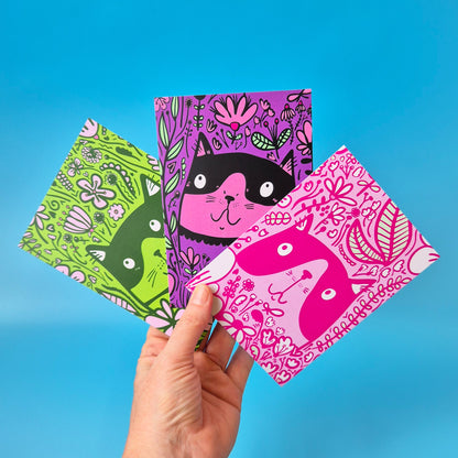 12 Pack Postcards - Flower Cats