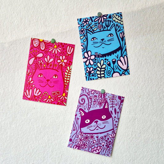 12 Pack Postcards - Flower Cats
