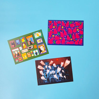 12 Pack Postcards - 2026 Kitty Calendar Illustrations