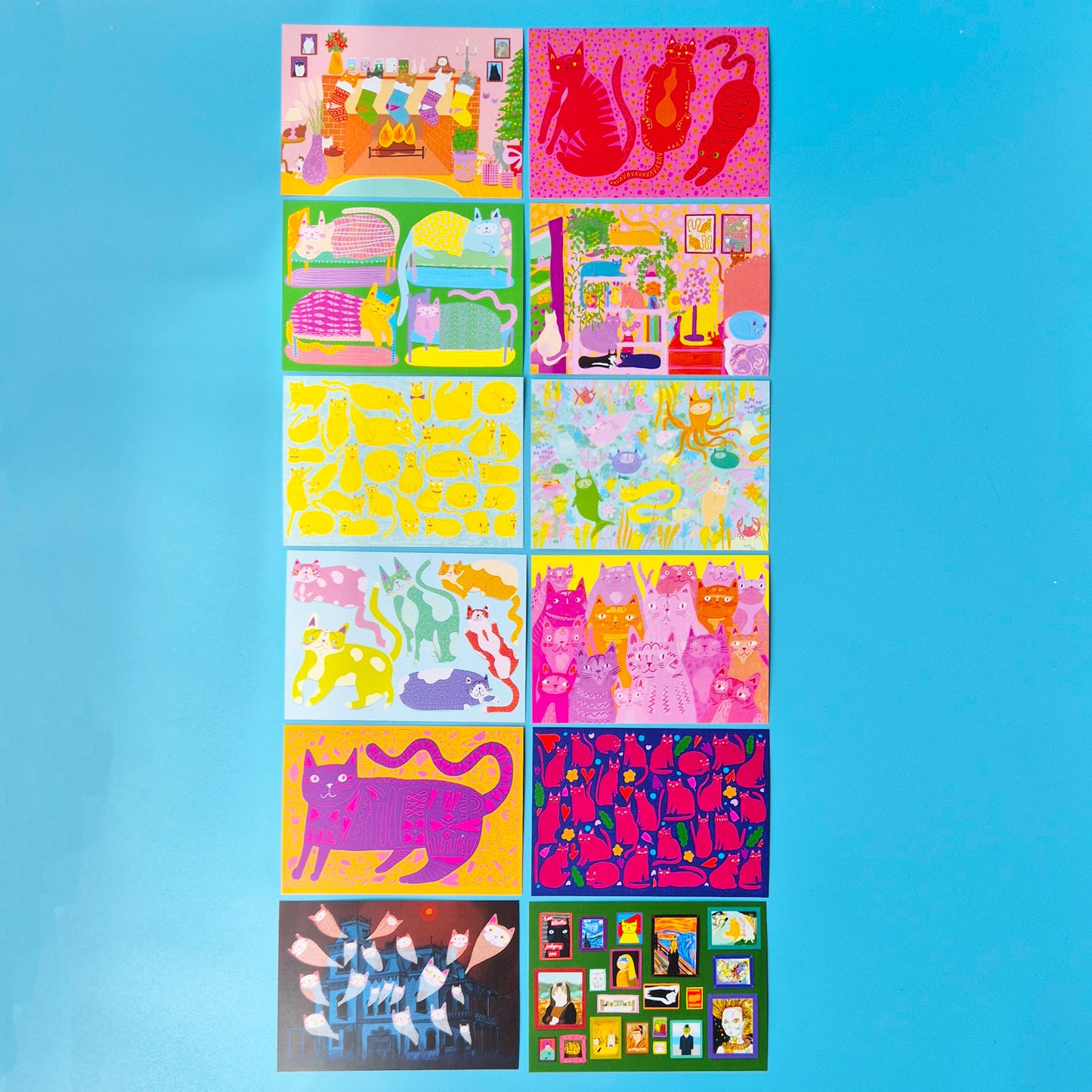 12 Pack Postcards - 2026 Kitty Calendar Illustrations